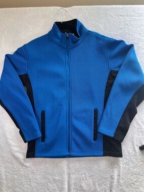 Alpine Design Men’s Ribbed Knit Zip Up Woven Jacket Cobalt Blue & Black Size M